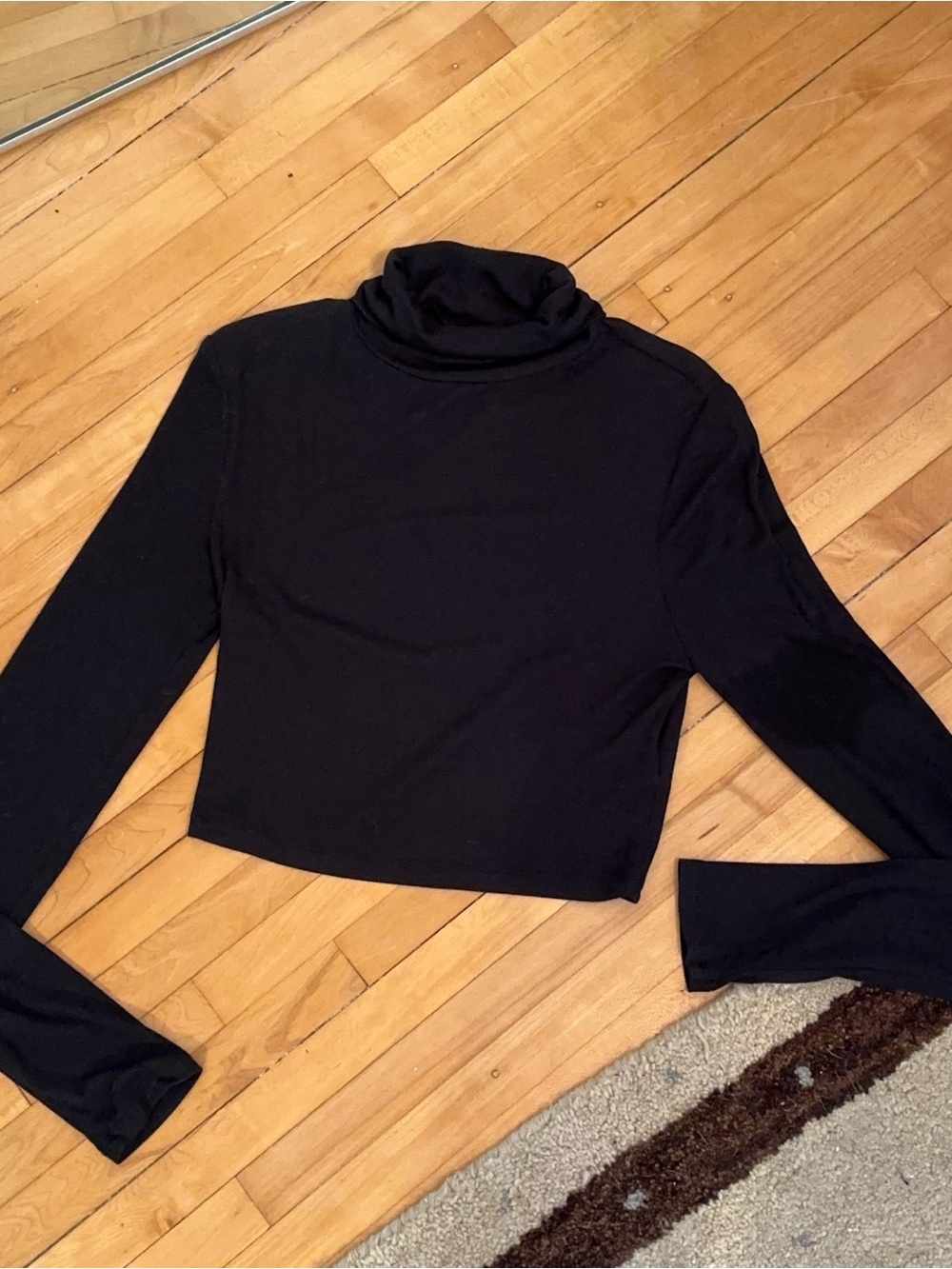Aritzia Sunday Best Freshman Cropped Black Cropped Turtleneck Long Sleeve Top